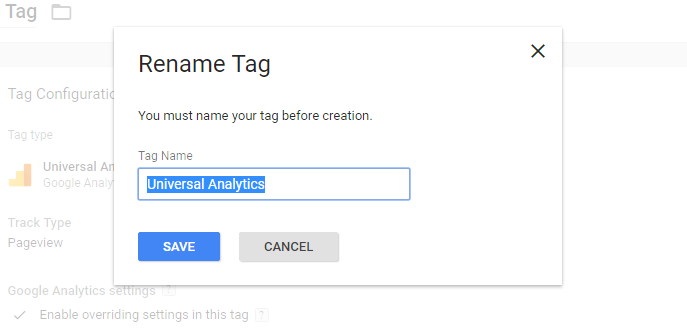 rename tag on GTM