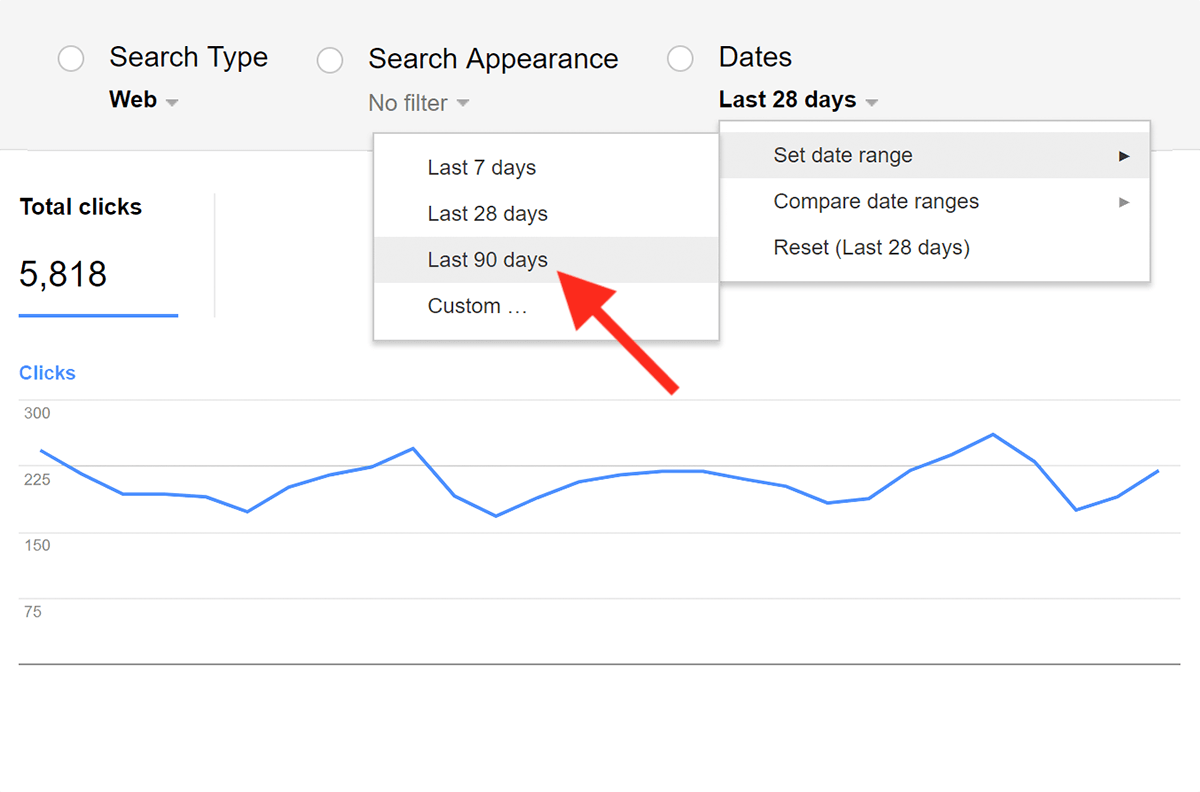 در گزارش Search Analytics قدیمی شما تنها می‌توانستید داده‌های 90 روز گذشته را مشاهده کنید.